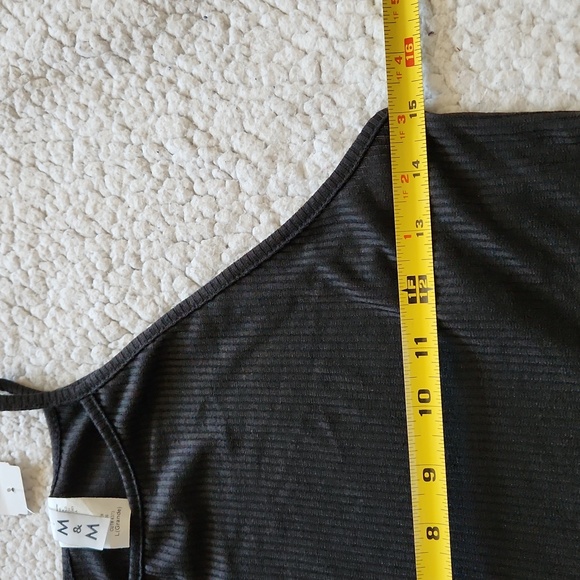 H&M Black Smocked Cami Tank Top Sz M and M&M Black Raceback Tank Top Sz L NWTs - Picture 12 of 14